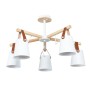 ARTE LAMP Deckenleuchte LED für Wohnzimmer, skandinavisches Design mit Holz und weißen Lampenschirmen.