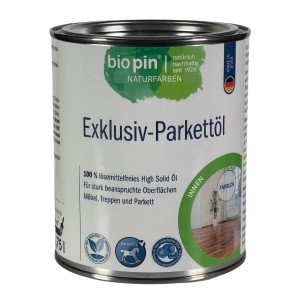 Dose Biopin Exklusiv Parkettöl High-Solid 0,75 l für Holzoberflächen im Innenbereich.
