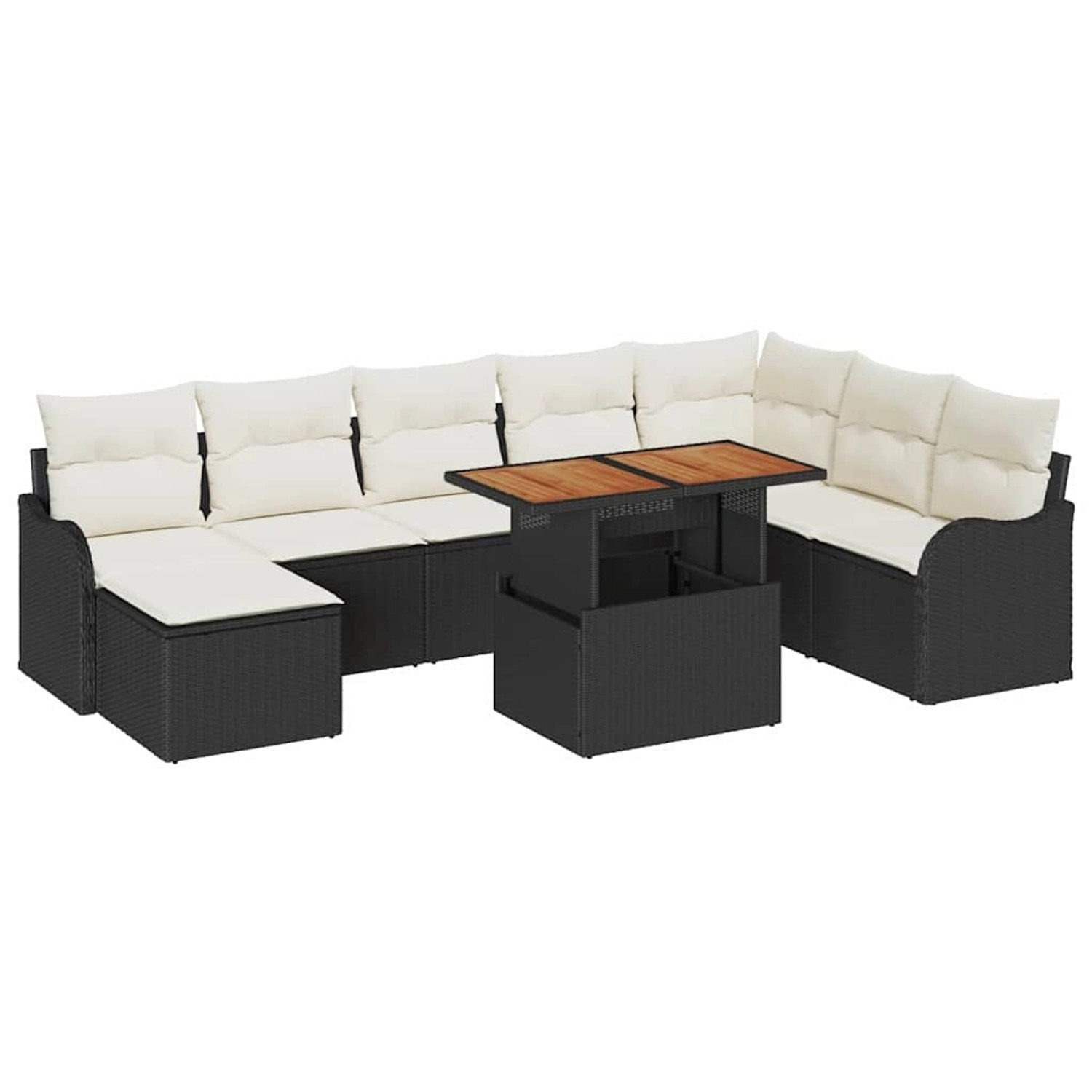 vidaXL 9-Teiliges Garten Sofa Set mit Kissen Schwarz Poly Rattan 3358231 günstig online kaufen