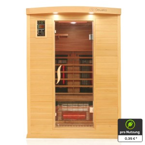 Dewello Infrarotkabine Pierson Pro aus Hemlock & Zeder, 135x105cm, für 2 Personen.