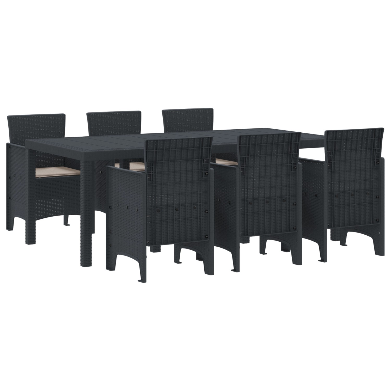 vidaXL 7-Teiliges Garten Essset mit Kissen Anthrazit Poly-Rattan 3378713 günstig online kaufen