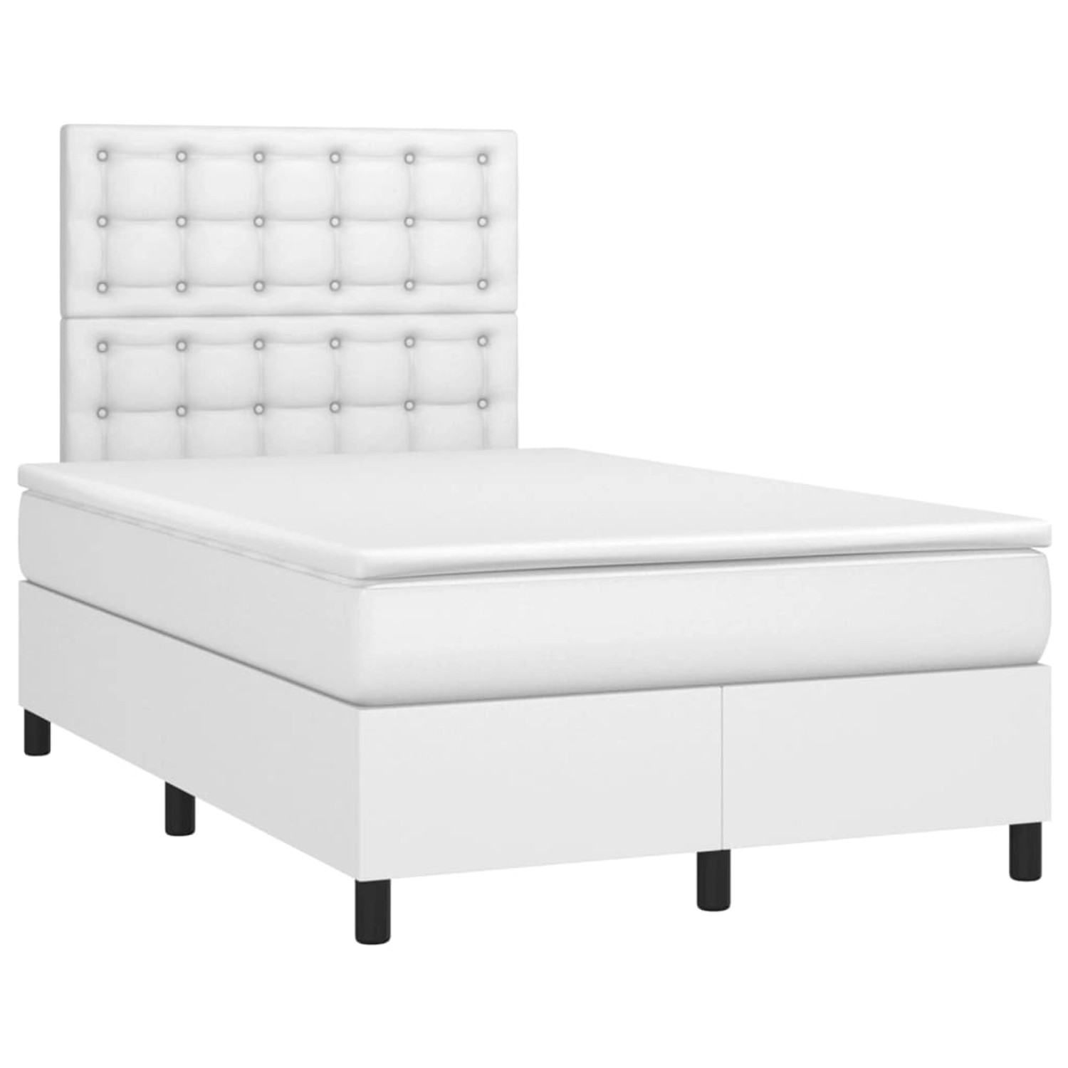 vidaXL Boxspringbett mit Matratze & LED Weiß 120x200 cm Kunstleder 3135934 günstig online kaufen