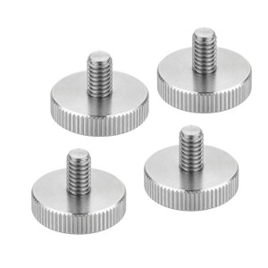 4 SOTECH Rändelschrauben M5x12mm aus Edelstahl mit flachem, gerändeltem Kopf für werkzeuglose Montage.