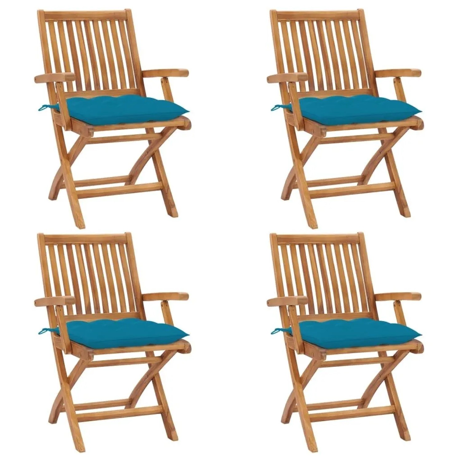 vidaXL Klappbare Gartenstühle mit Kissen 4 Stk Massivholz Teak 3072742 günstig online kaufen