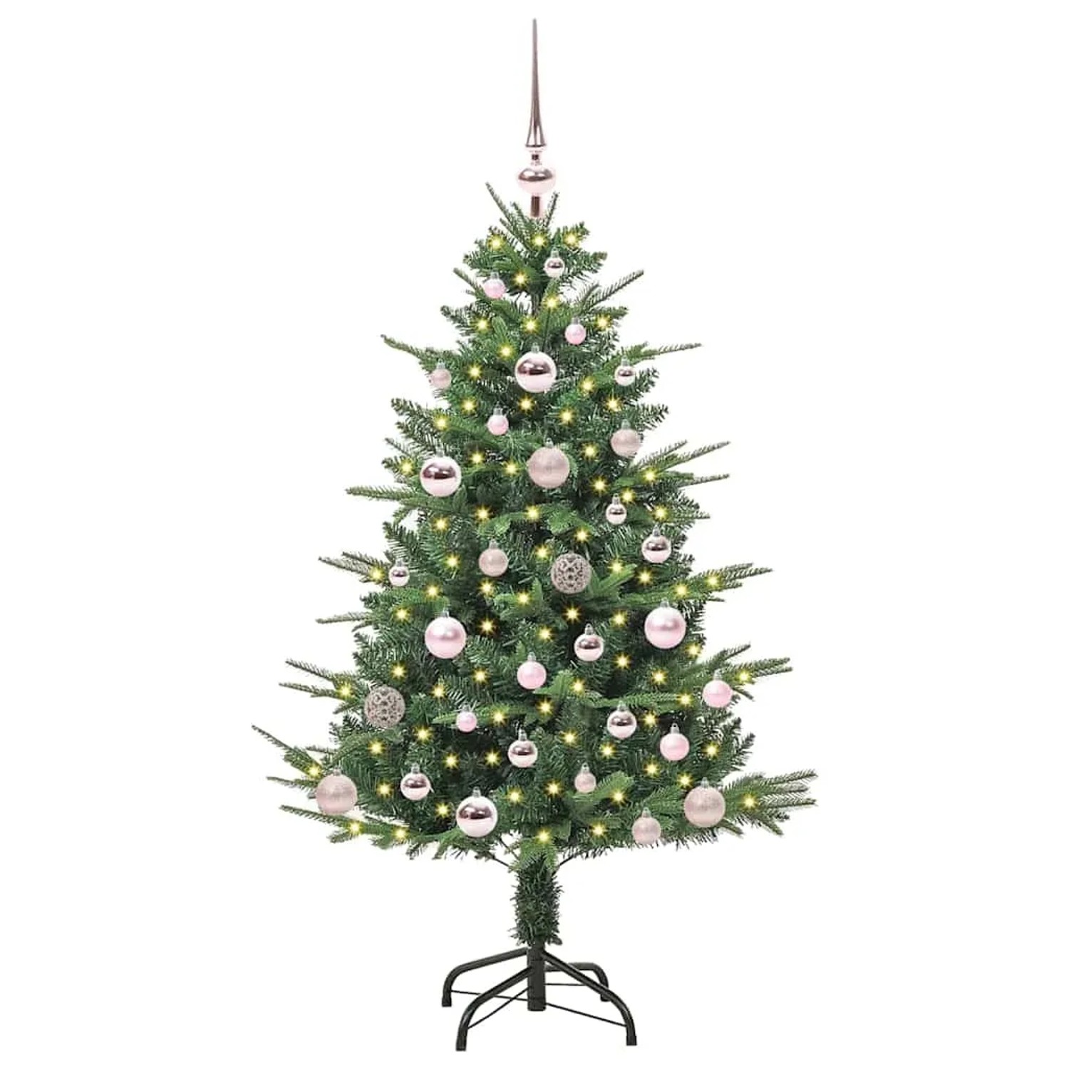 vidaXL Künstlicher Vorbeleuchteter Weihnachtsbaum mit Kugelset Grün 3395328