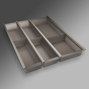 SOTECH Cuisio Besteckeinsatz 450 mm Höhe 55 mm Transluzent Graphitgrau mit Messerblock