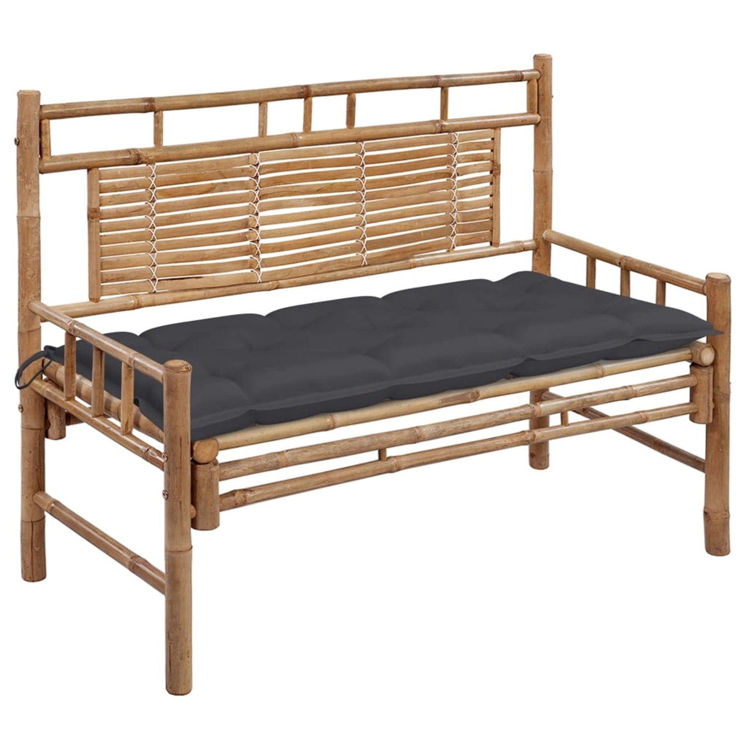 furnicato Gartenbank mit Auflage 120 cm Bambus