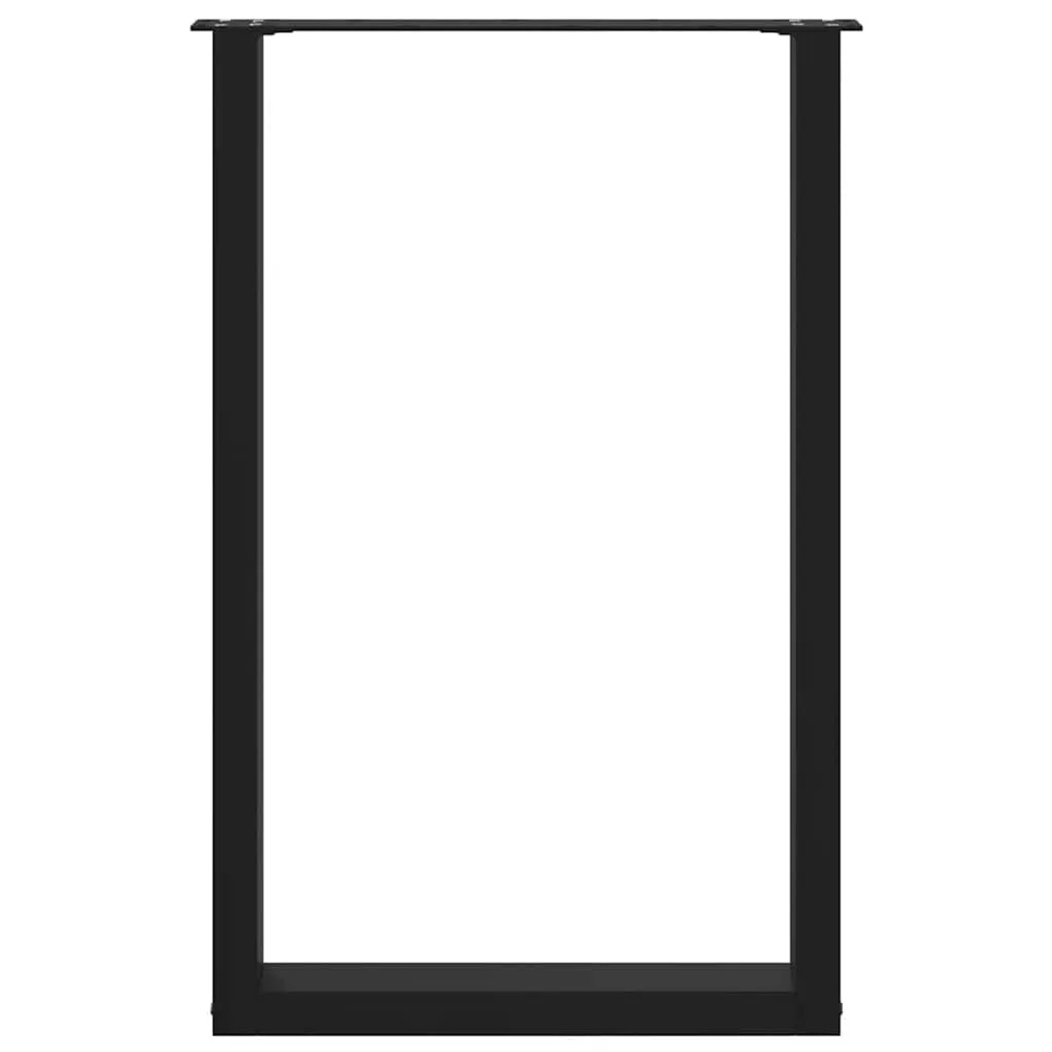 Zwei schwarze U-förmige vidaXL Bartischbeine aus Stahl, 60x90 cm.