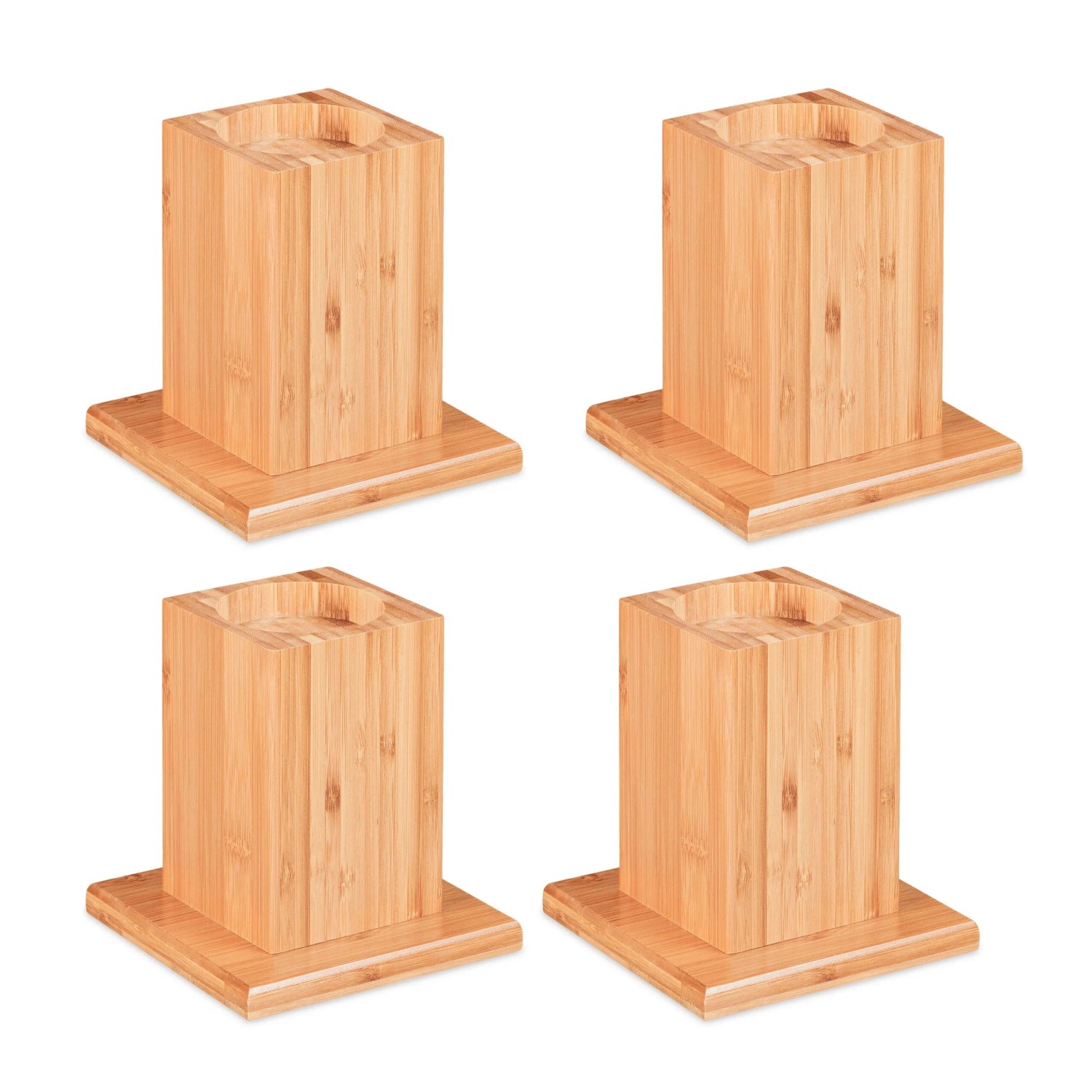 Relaxdays Möbelerhöher Bambus Natur 4er Set 14 cm Erhöhung 15,5 x 14,5 x 14,5 cm