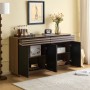 Modernes Merax Sideboard 150x85 cm in Braun-Holzoptik mit 4 schwarzen Türen und 2 Schubladen für Stauraum.