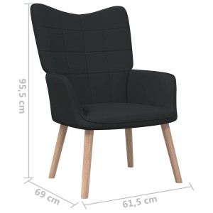 Schwarzer Relaxsessel aus Stoff mit Holzbeinen, Modell 10 von vidaXL.