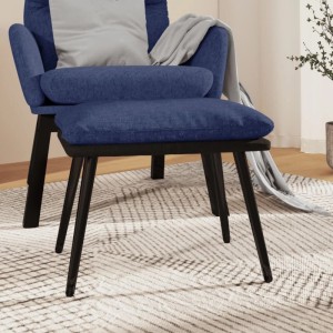 Blauer vidaXL Fußhocker aus Stoff und Kunstleder mit schwarzen Metallbeinen.
