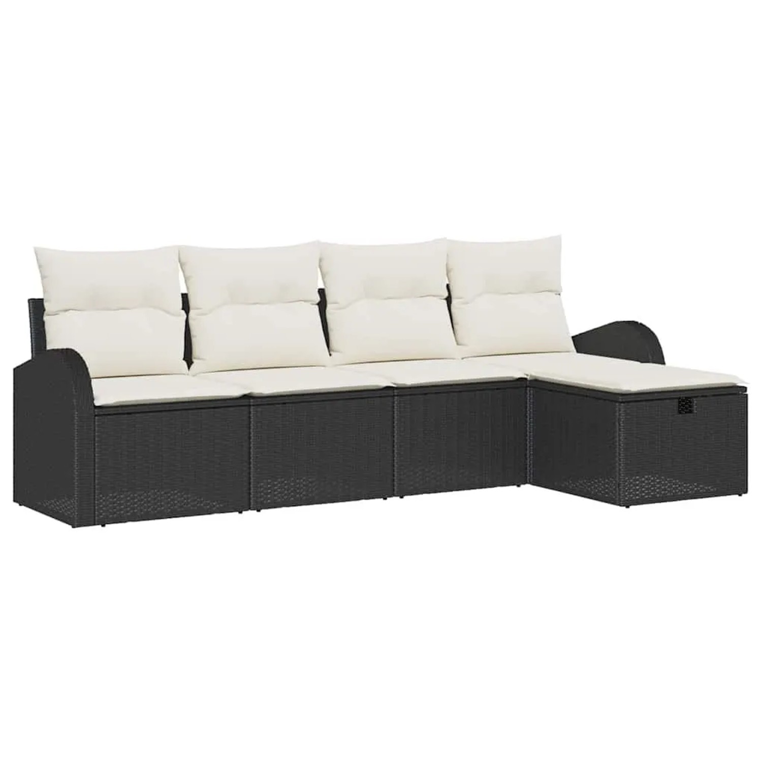 vidaXL Sofa Set mit Kissen 5-Tlg Schwarz und Creme Poly-Rattan 3359056
