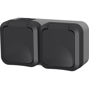 AquaPro 2-fach Steckdose für Außen, Aufputz, IP55, Anthrazit.