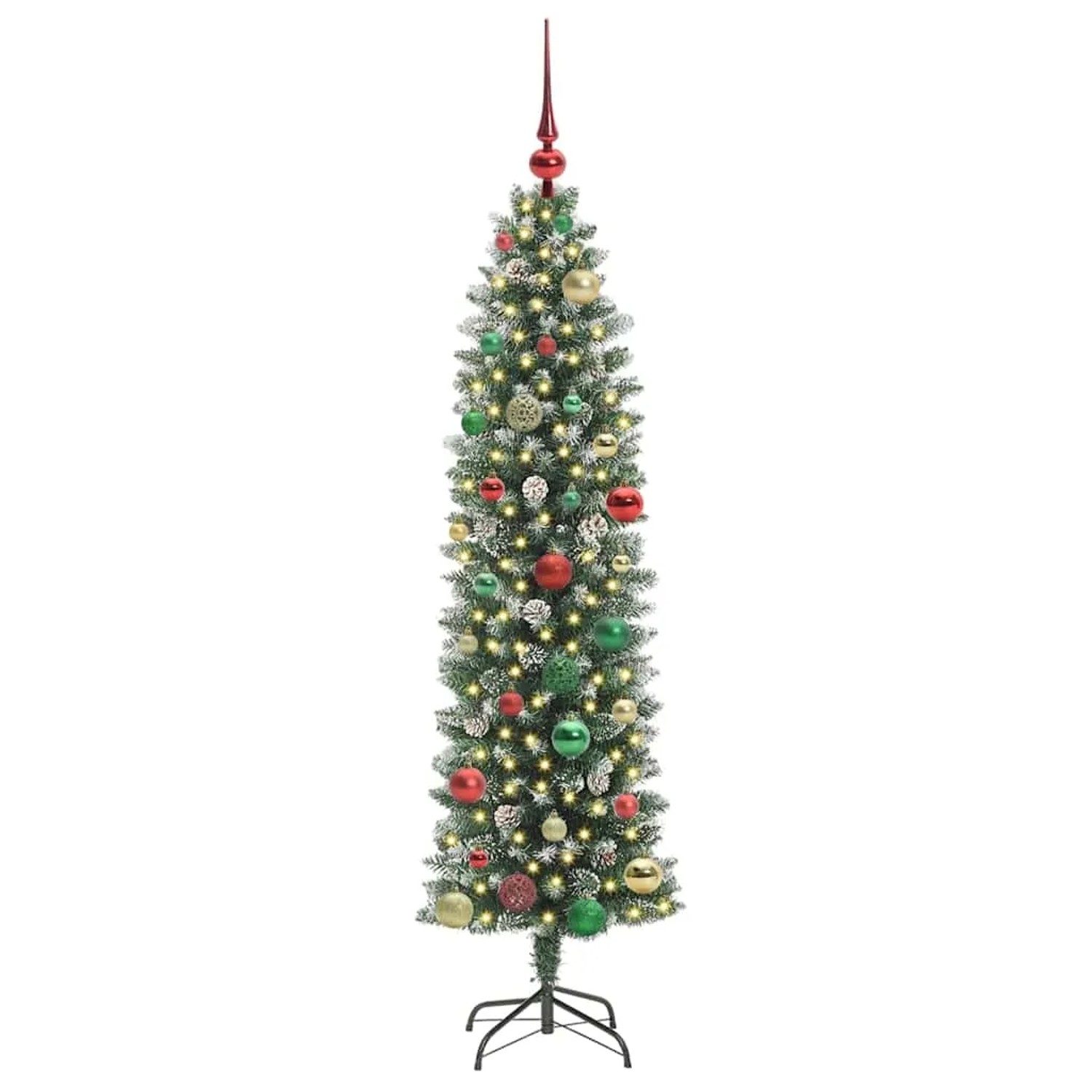 vidaXL Künstlicher Schlanker Weihnachtsbaum Grün und Weiß 150 cm 3395289