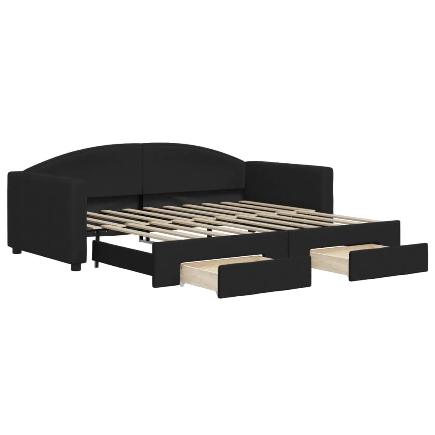 vidaXL Tagesbett Ausziehbar mit Schubladen Schwarz 90x190 cm Stoff 3197236