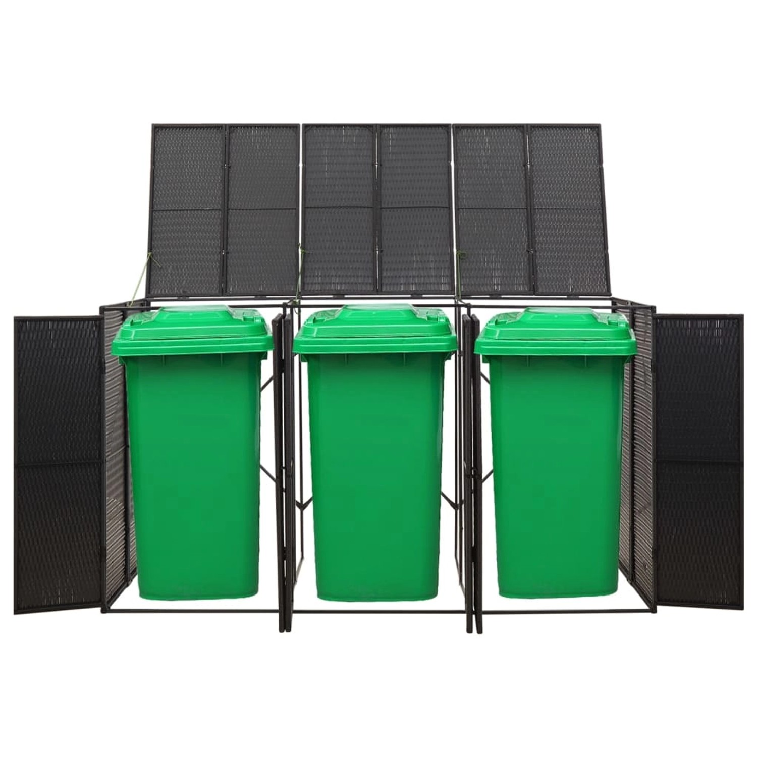 vidaXL Mülltonnenbox für 3 Tonnen Schwarz 207x80x117 cm Poly Rattan