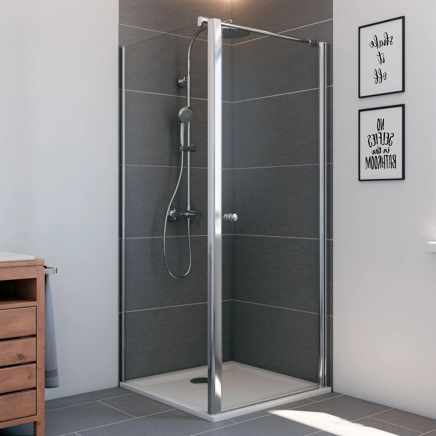 Breuer Drehtür rechts Elana 6 Silber Matt Klarglas inkl. CER+ 90 cm