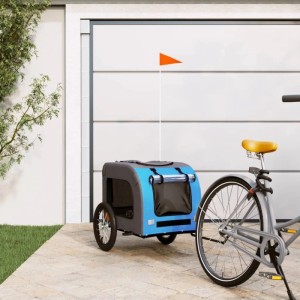 vidaXL Fahrradanhänger Hunde Blau und Grau Oxford-Gewebe und Eisen 93834