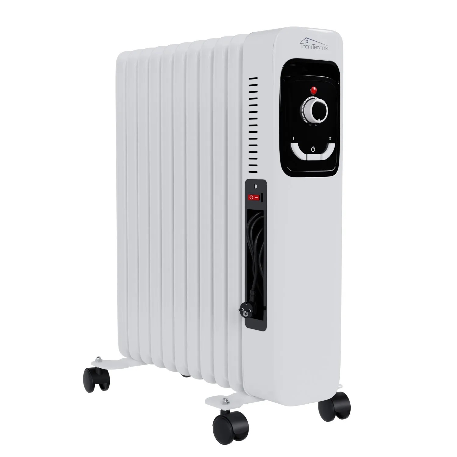 Weißer TroniTechnik Ölradiator TT OR 211 mit 11 Rippen und 2500 Watt Leistung.