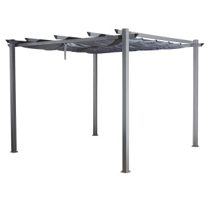 Jet-Line Pavillon Luxor, 3x4 m, Anthrazit, mit Schiebedach aus Alu. Ideal für Garten & Terrasse.