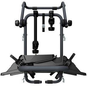 Fischer Heck-Fahrradträger, schwarz, für 2 Fahrräder oder 1 E-Bike, vormontiert und faltbar.