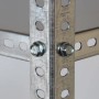 Detailaufnahme: Verzinktes Ar Shelving Schraubregal mit Schrauben und Löchern.