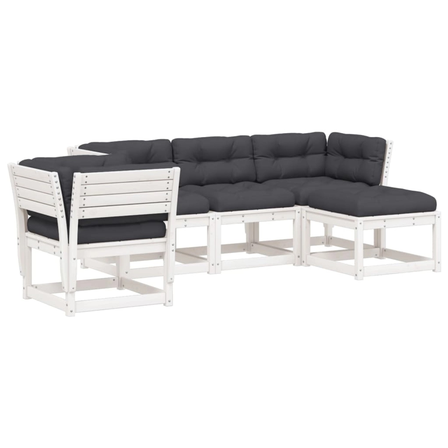 vidaXL 5-Tlg Garten-Lounge-Set mit Kissen Weiß Massivholz Kiefer 3216921 günstig online kaufen
