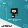 LUXULA LED Fluter mit Bewegungsmelder, 20W, 3000K, 2000lm, Außenstrahler, Schwarz, IP65.