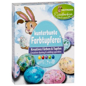 Brauns-Heitmann Eierfarben Kunterbunte Farbtupferei Set mit 5 Farben, Schwamm und Handschuhen.