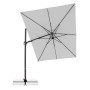 Hellgrauer Doppler Ampelschirm MyZone 240x320 cm mit Kurbelmechanik, von unten fotografiert.