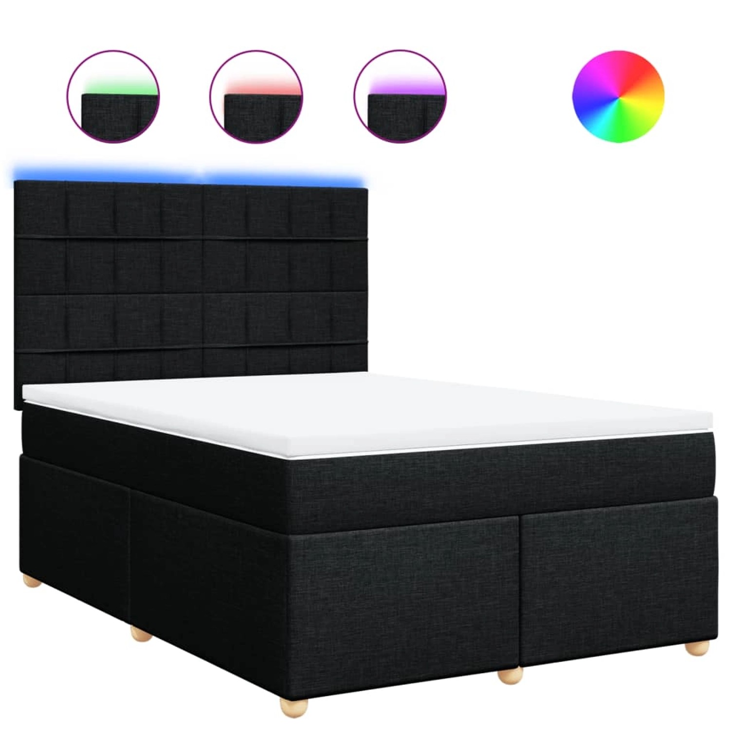 vidaXL Boxspringbett mit Matratze Schwarz 140x200 cm Stoff 3293605 günstig online kaufen