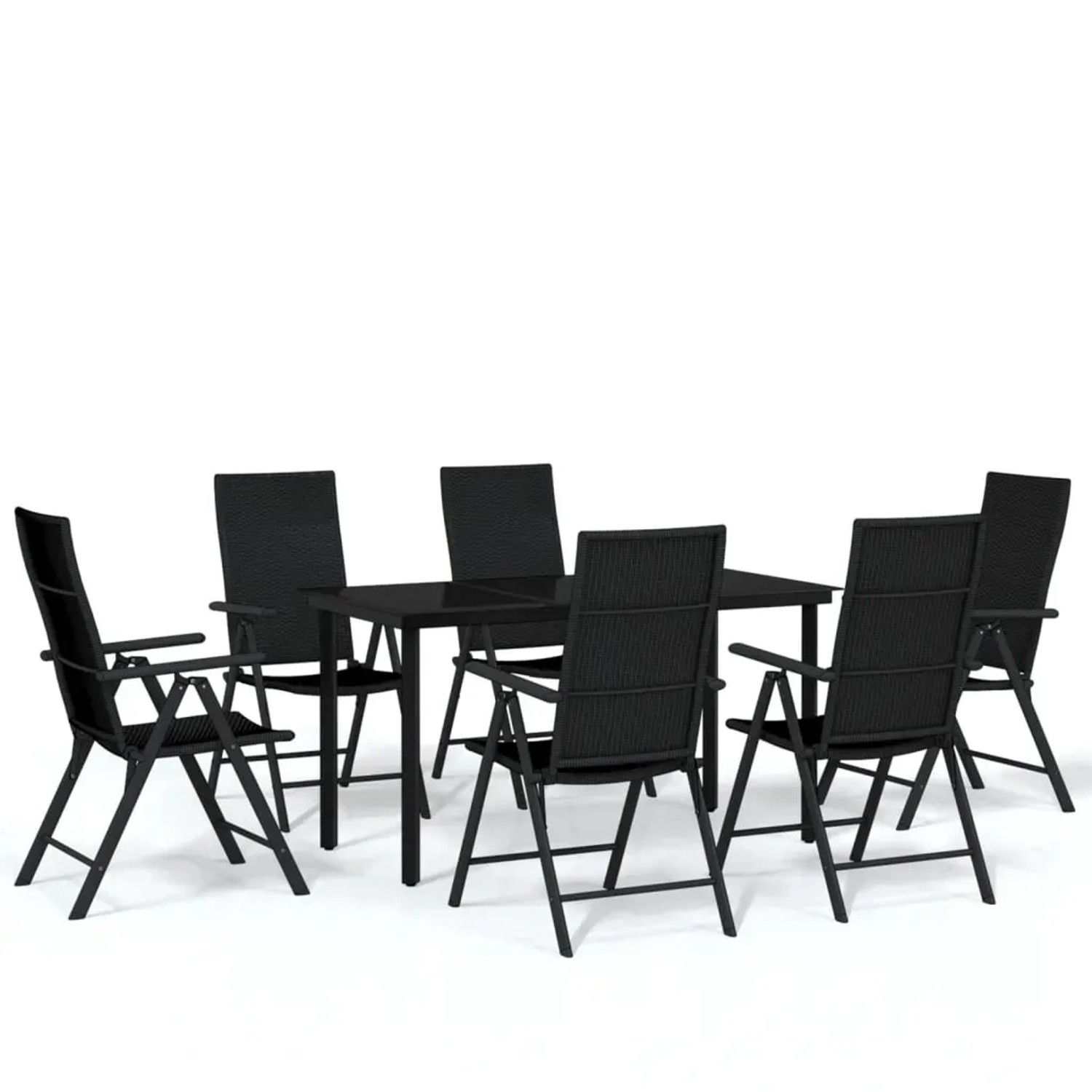 vidaXL 7-Tlg Garten-Essgruppe Schwarz 3099104