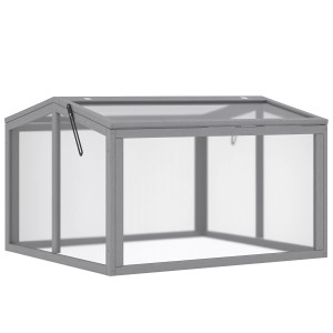 Outsunny Frühbeet aus Holz und Polycarbonat, hellgrau, 90x80x58 cm.