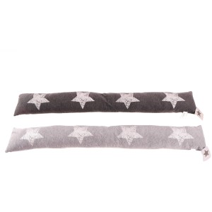 Zugluftstopper mit Sternenmuster, grau und hellgrau, 90 cm, Türdichtung für Fenster und Türen.