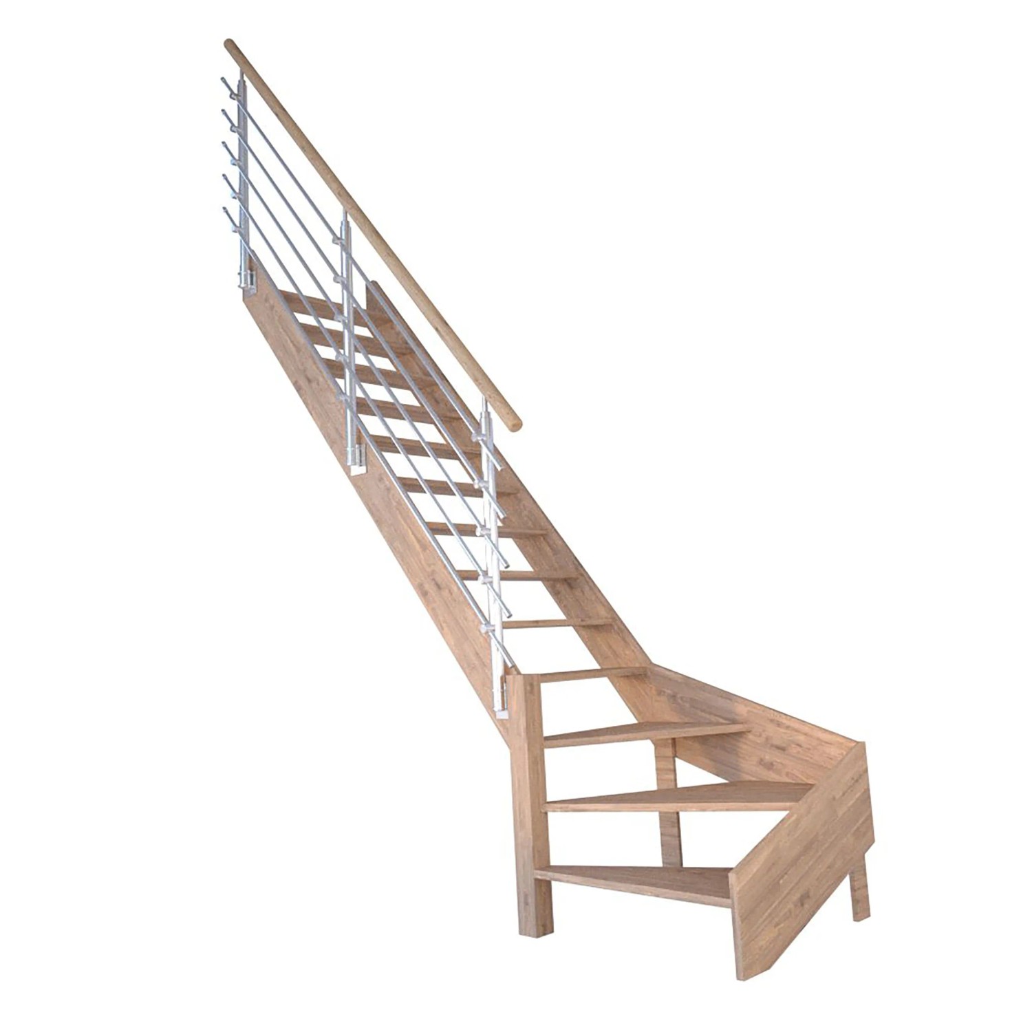 StarWood Treppe Rhodos Eiche Gew. L Design-Geländer-Edelstahl FSC® günstig online kaufen