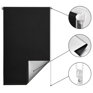 Sol Royal Thermorollo SolReflect T42, 100x160cm, Schwarz, mit Details zur Thermobeschichtung und Kettenzug.