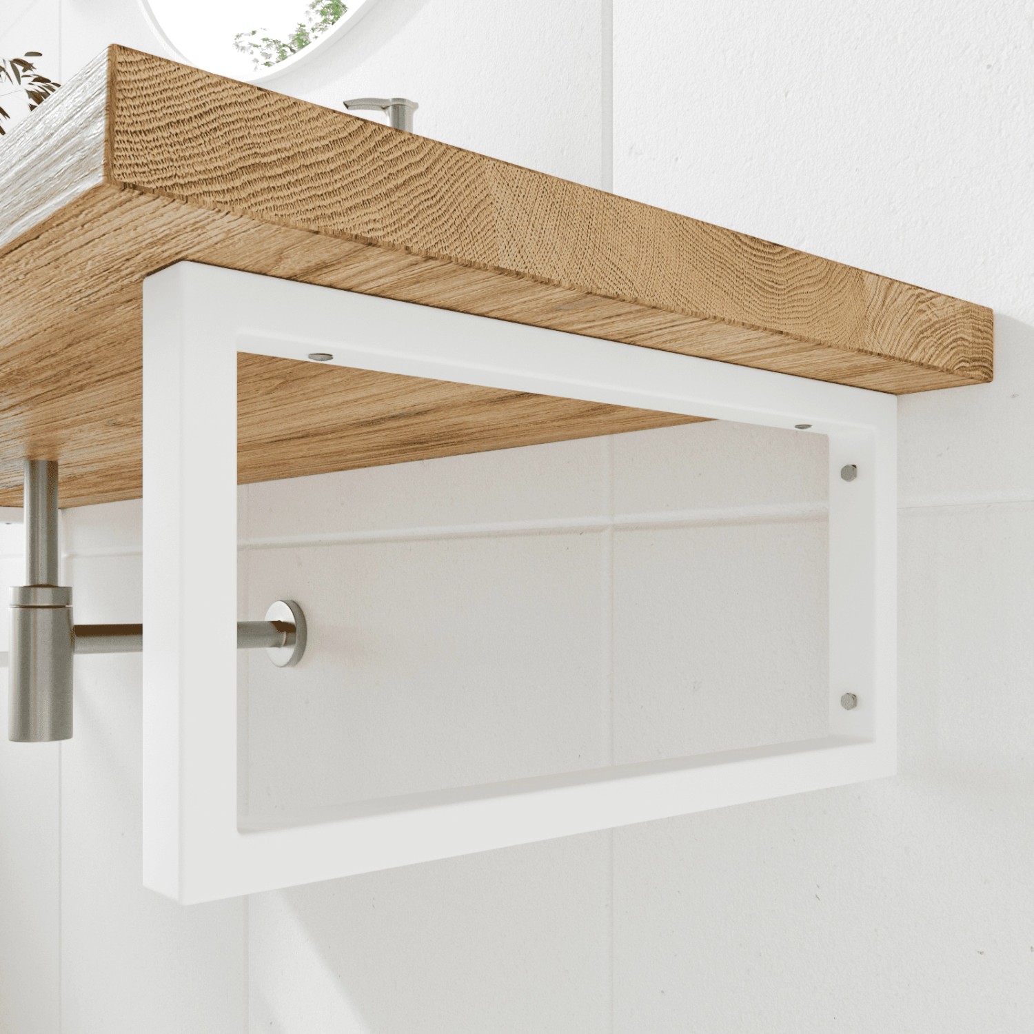 HEVVA Waschtischhalterung RHEIN 20 cm Hoch 45 cm Tief 1 Halter Weiß_3