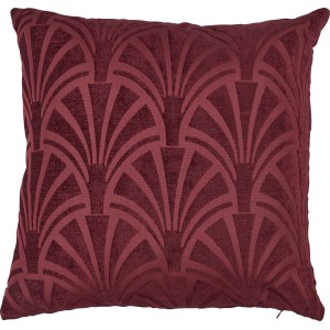 Dekoratives Kissen Blush Bordeaux Rot, 45x45 cm, mit Art-Déco-Muster für Wohnzimmer und Schlafzimmer.