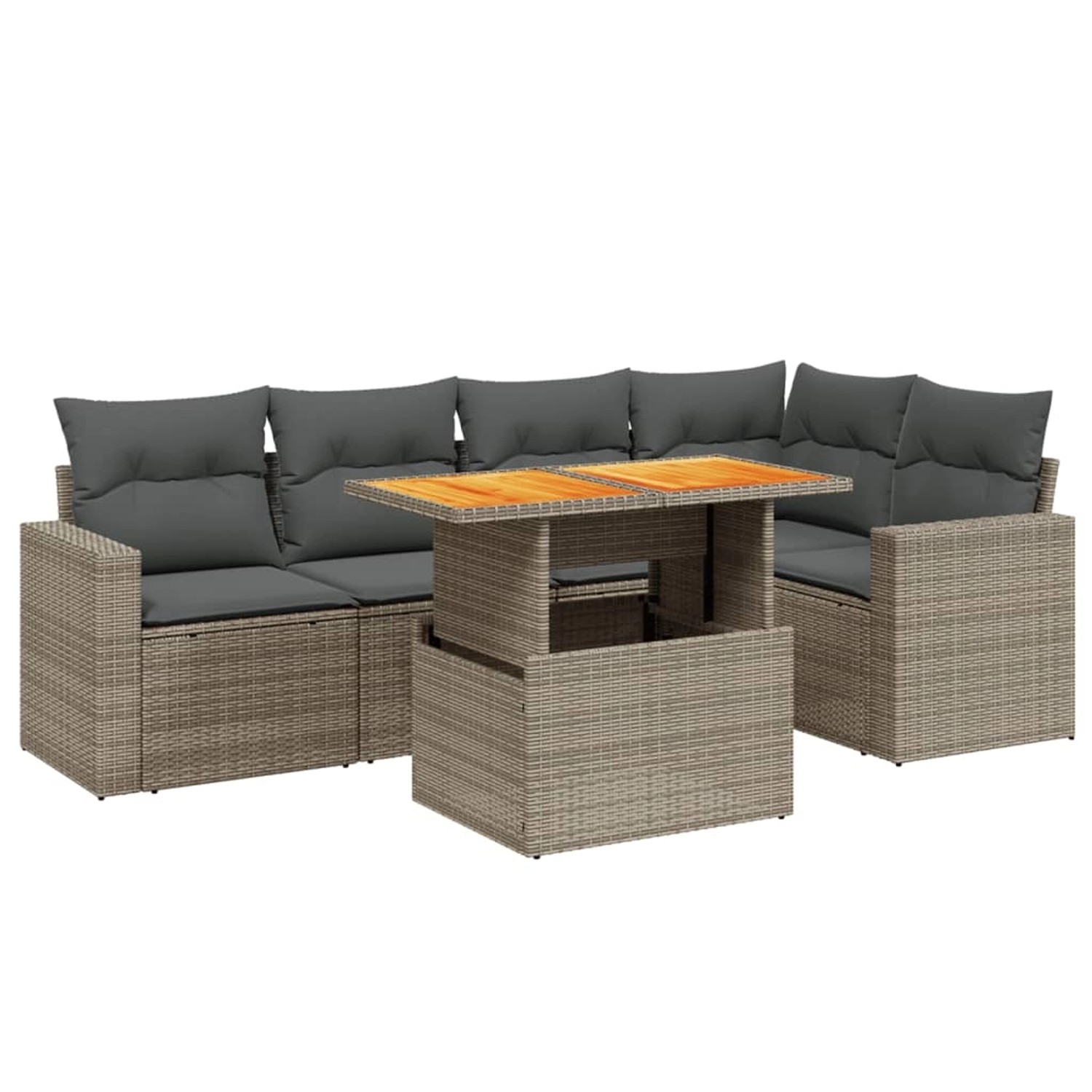 vidaXL 6-Tlg Garten-Sofagarnitur mit Kissen Grau Poly Rattan 3271305 günstig online kaufen