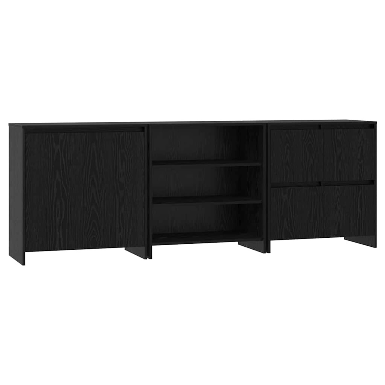 vidaXL Sideboard 3-Tlg Schwarz Eichen-Optik 70 x 41 x 75 cm 3393157 günstig online kaufen