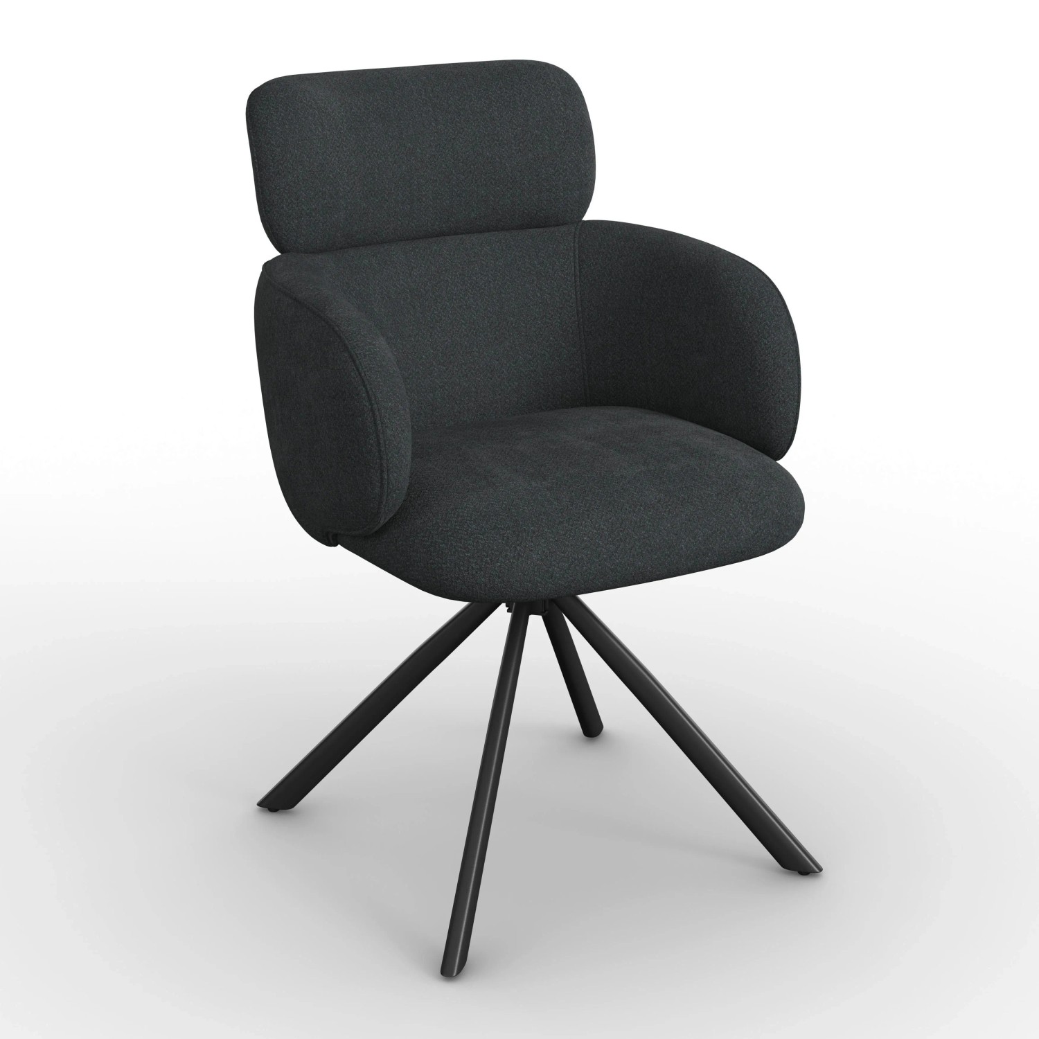 Bessagi Home Armlehnstuhl Liora Schwarz Webstoff Drehbar Gepolstert