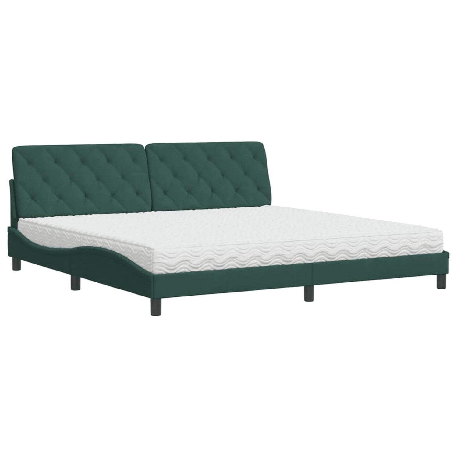 vidaXL Bett mit Matratze Dunkelgrün 200x200 cm Samt 3208679
