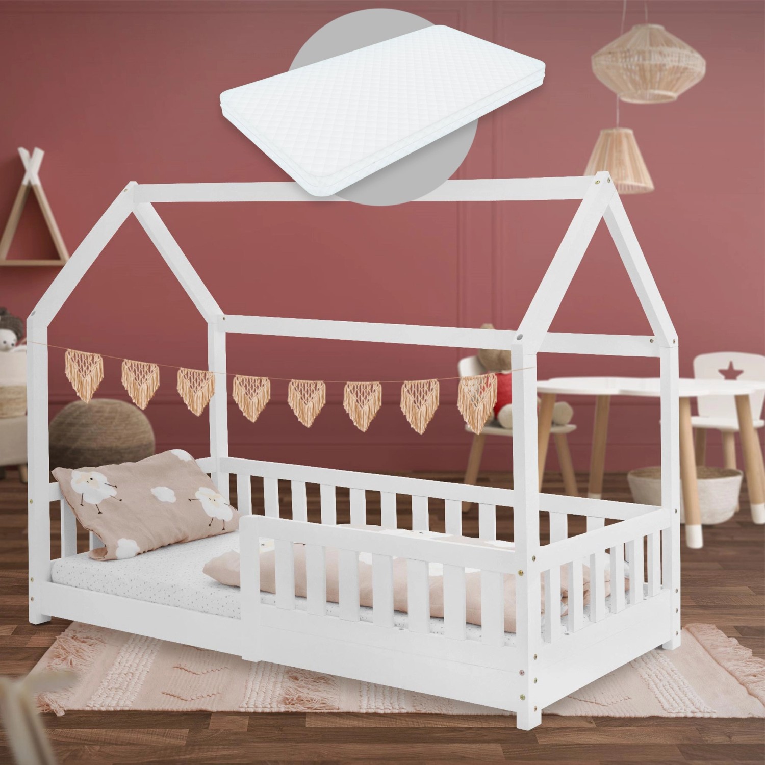 ML-DESIGN Spielbett Hausbett Kinderbett inkl. Lattenrost günstig online kaufen