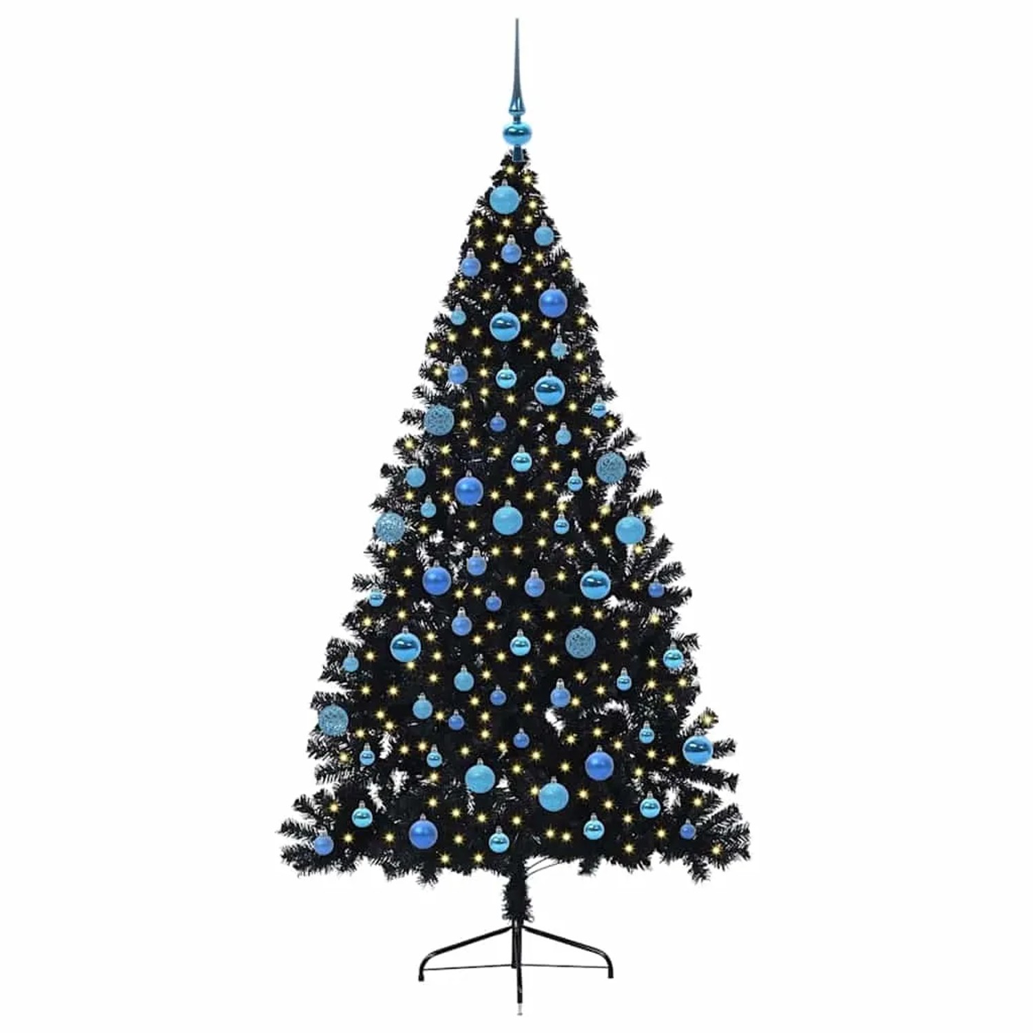 vidaXL Künstlicher Vorbeleuchteter Weihnachtsbaum Schwarz 180 cm PVC 3397148