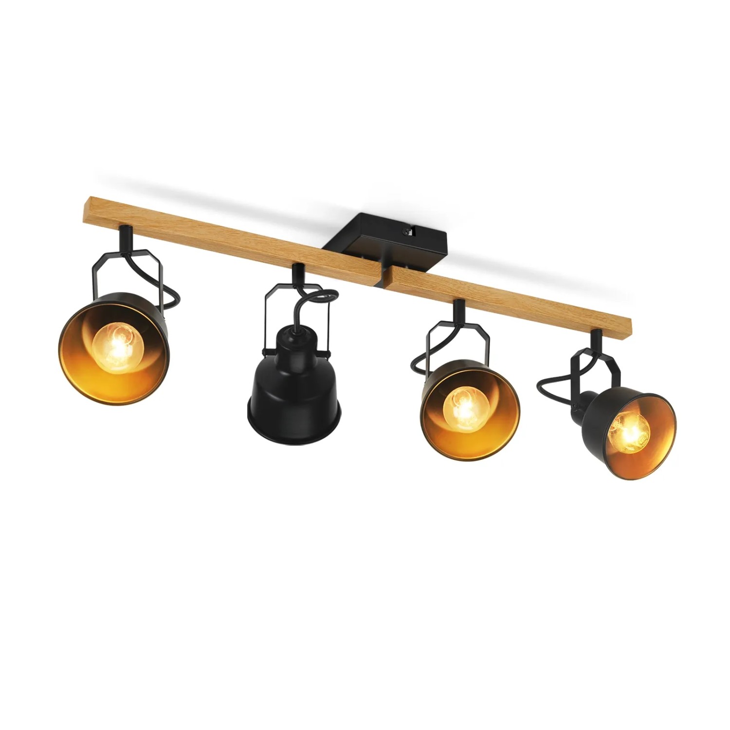 NETTLIFE Deckenstrahler aus Holz Schwarz 10 cm-1 NETTLIFE Deckenstrahler aus Holz L64cm Schwarz