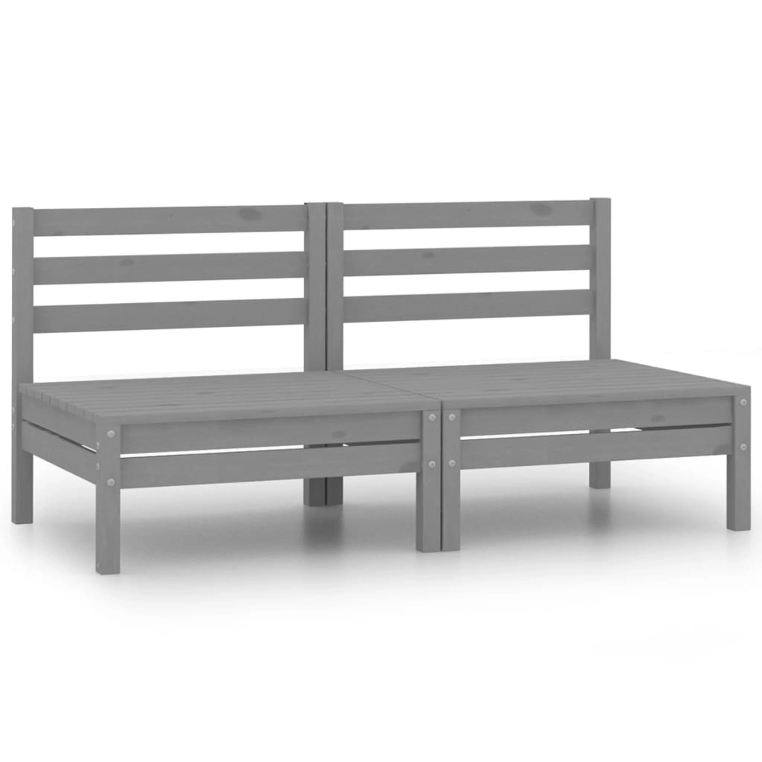 Garten-mittelsofas 2 Stk. Grau Kiefer Massivholz günstig online kaufen