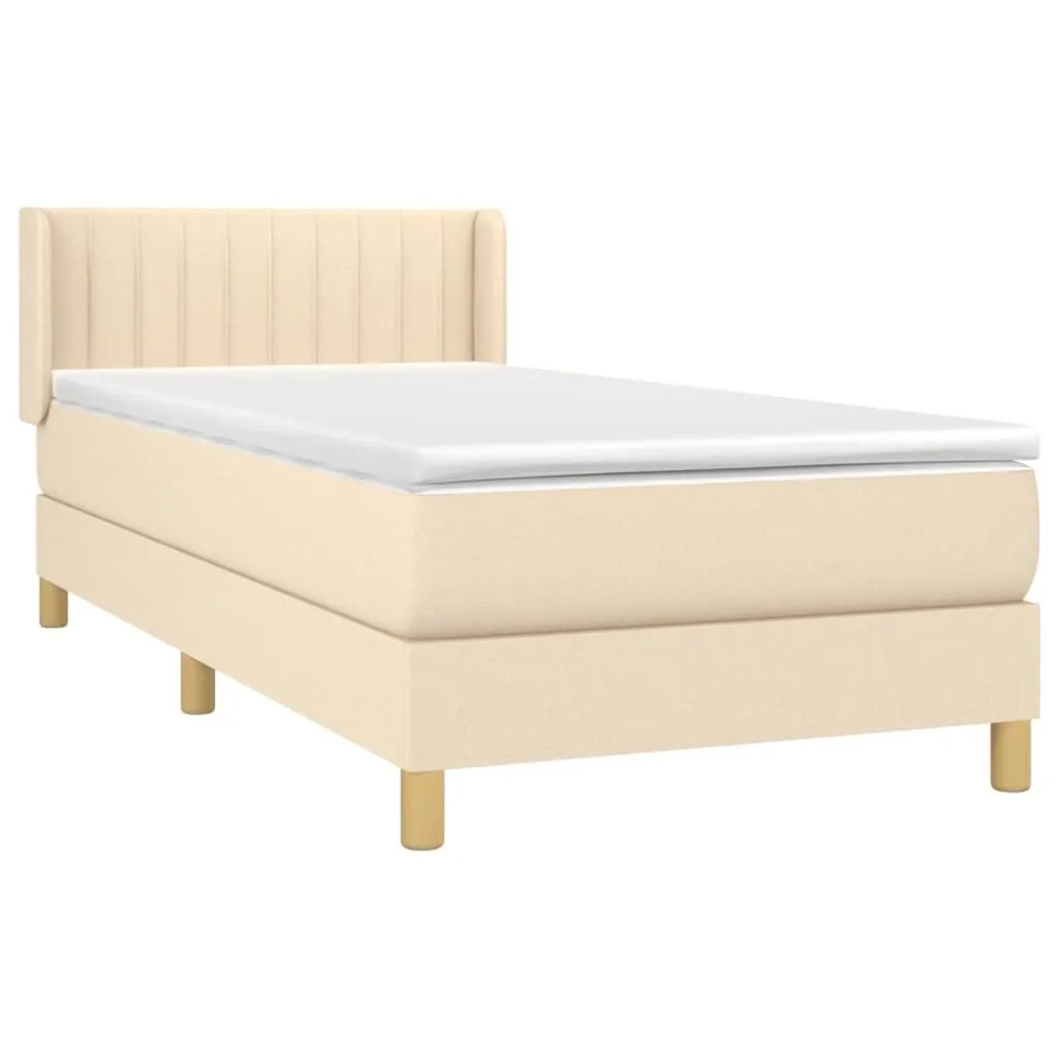 vidaXL Boxspringbett mit Matratze Creme 90x200 cm Stoff 3130406