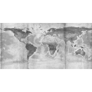 Komar Vlies Fototapete Concrete World, Weltkarte in Betonoptik, 500x250cm