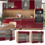 Vicco Küchenglasschrank Fame-Line, Bordeaux Hochglanz/Eiche, 80 cm. Hängeschrank mit Glasfront.